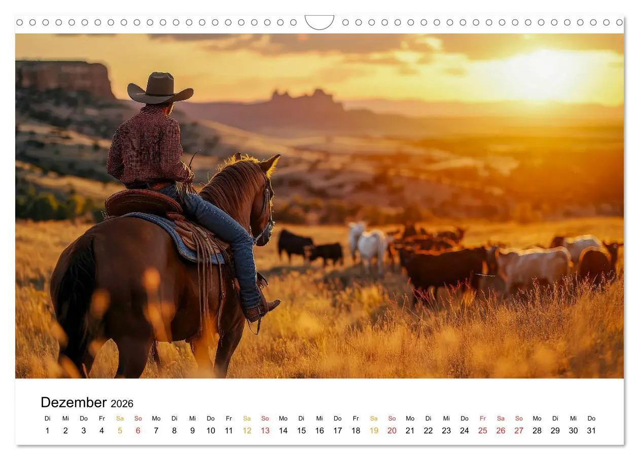 Bild: 9783457310670 | Westernwelt (Wandkalender 2026 DIN A3 quer), CALVENDO Monatskalender